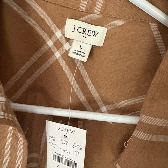 J. Crew Women's Brown Check Flannel Shirt - Picture 3 of 5
